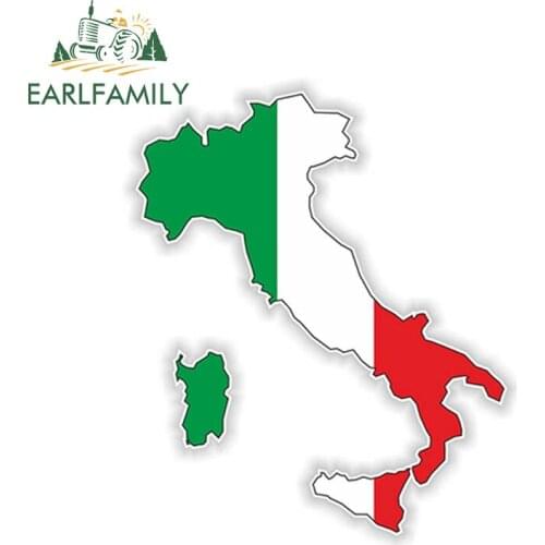 EARLFAMILY 12cm x 7.6cm Italy National Flag Silhouette Flag Bumper Vinyl Decal Map Flag Car Body Window Motorcycles Car Stickers