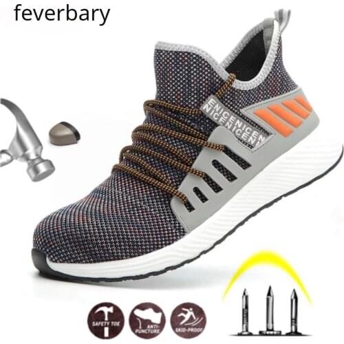 Feverbary Safety Work Shoes Construction Men Outdoor Steel Toe Cap Shoes Men High Quality Lightweight Trainer Hiking Boots