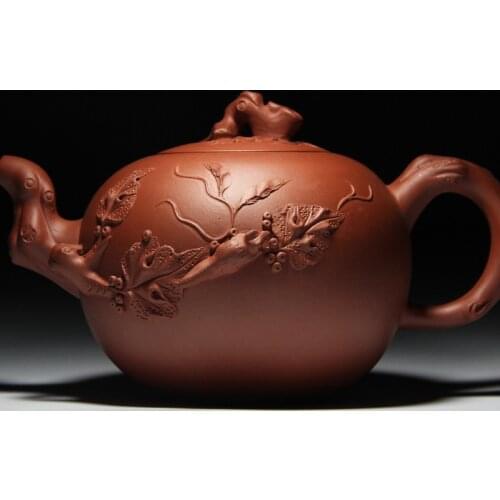 Purple clay teapot famous family handmade squirrel grape purple clay teapot travel tea set gift custom wholesale