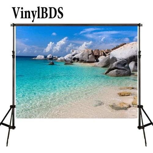 VinylBDS Photo Background 8x8ft Blue Sea Beach Backdrop Newborn Background Scenery Photography Backdrops for Photos studio shoot