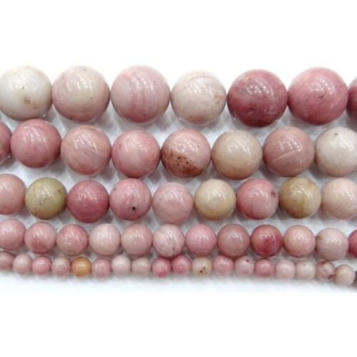Natural Stone Grade Rhodonite Round Loose Beads 4 6 8 10 12MM DIY Charms Bracelet Earring Bead Pick Size For Jewelry Making