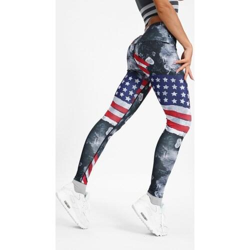 New Womens Leggings American Flag High Waist Fitness Digital Printing Pants Fashion Patchwork Sexy Hip Hip Tight Leggings