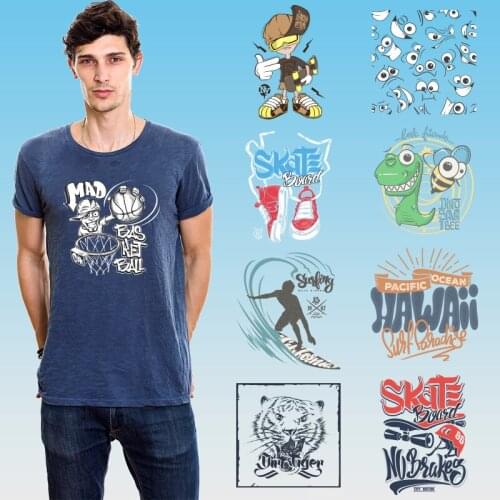 Summer Holiday Festival Ironing stickers Patches for clothing Washable Stickers on fabric Heat Transfer PVC Patch