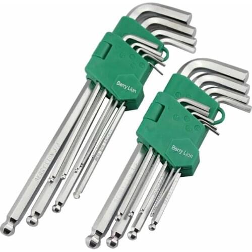 New 9pcs Inches Hex Allen Key Set L-Shape 1/16''-3/8'' Allen Wrench Universal Key Hexagon For Repair Bicycle Hand Tools