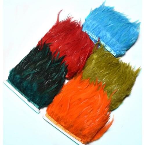 1Meters Natural Rooster Tail Feathers Trims Fringe for Needlework Sewing Clothing Plumas 8-10cm DIY Home Party Dress Decorative