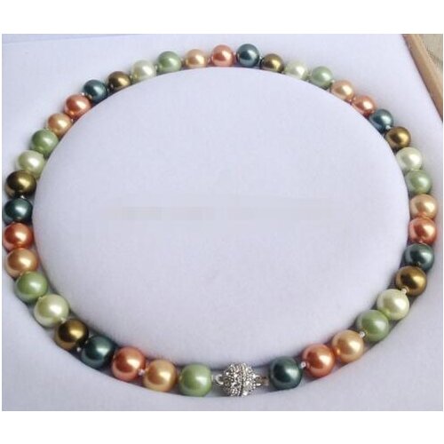 New 10mm South Shell Pearl Necklace Round Beads Natural Jewelry Stone AAA Fastener Magnet Grade