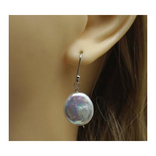 New Favorite Pearl Earring Thickness White Color Coin Freshwater Pearl Very Good Smooth High Luster Fine Jewelry Woman Gift