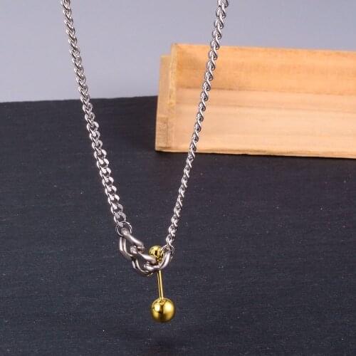 New Design 316 Stainless Steel Necklace Chain Shape Gold Beads Pendant Fashion Waterproof Metal 18 Golden Collar Necklace Gift