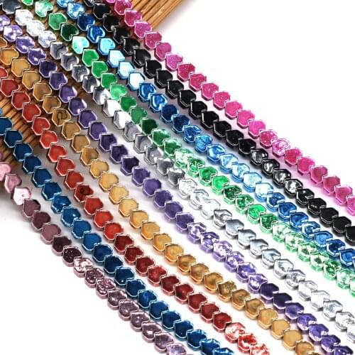 Wholesale Love Heart Colorful Rainbow Hematite Beads 6 8 10mm 15'' for Jewelry Making DIY Charm Necklace Bracelet Accessories