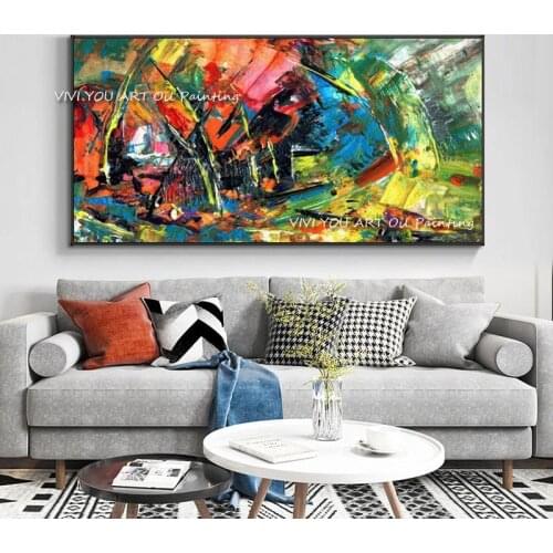 100% Hand-Painted Colorful Abstract Art Oil Painting On Canvas Without Frame Painting Modern Simple Home Wall Decor