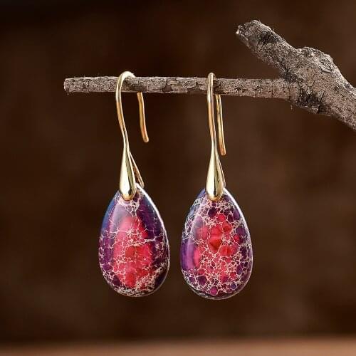 Wholesale Natural Stone Earrings for Women Rose Pink Fancy Drop Earring Dangle Earrings Boho Jewelry Dropship Gifts