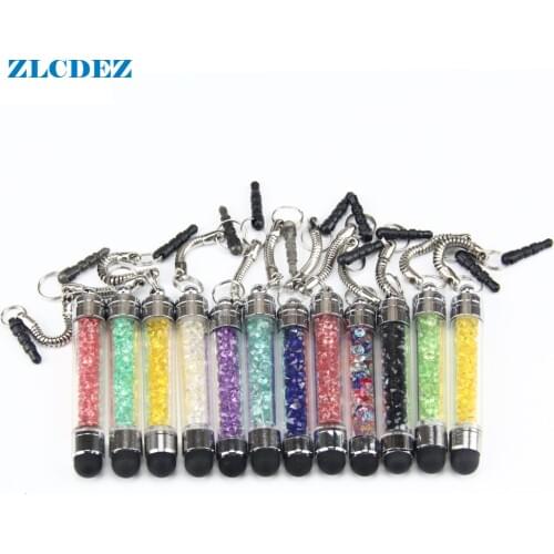 Tablet Stylus Pen Mini Diamonds 3.5mm Earphone Port Dust Plug Mobile Phone Touch Pen For Apple IPhone IPad PC Latop Decor