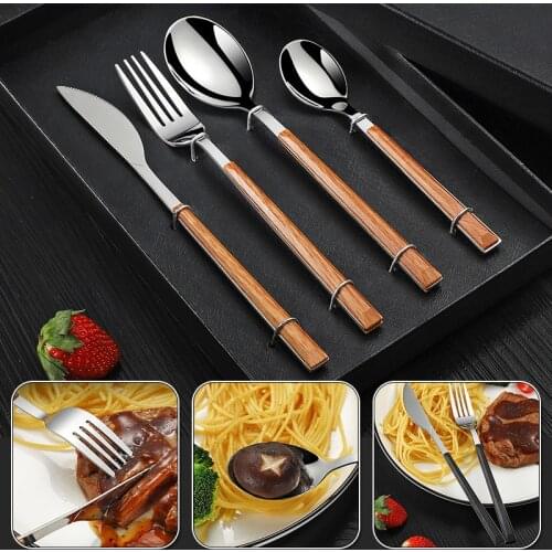 Black Silver Stainless Steel Western Tableware Steak Knife Fork Coffee Spoon Teaspoon Butter Knives Flatware Cutlery Supplies