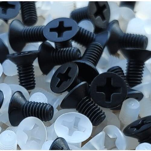 M2.5 M3 M4 M5 M6 M8 Nylon Black White Flat Head Machine Screw Countersunk Plastic Phillips Cross Recessed Head Metric Bolts