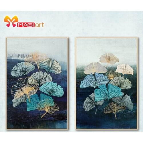 Cross stitch kits Embroidery needlework sets 11CT water soluble canvas patterns 14CT Floral style Blossom Ginkgo-NCMF252