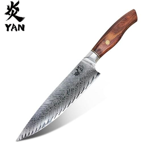 YANREN 8"inch japanese kitchen knives Damascus knife chef knife Sharp Santoku Cleaver Slicing Utility Knives For kitchen cooking