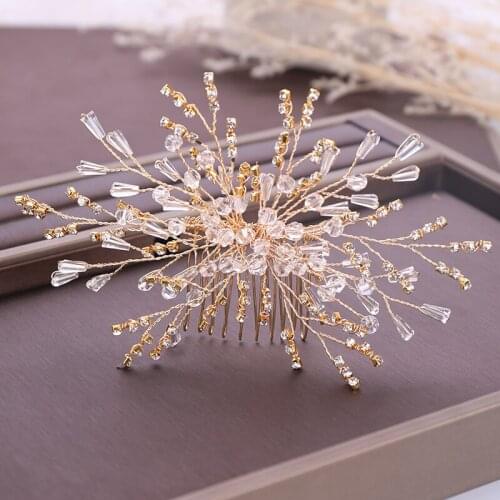 New Gold Crystal Rhinestone Hair Combs Bridal Handmade Wedding Hair Jewelry For Women Hair Accessories Hot Sale Dropping