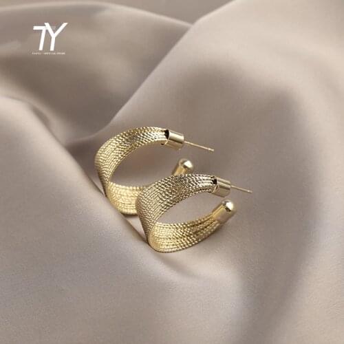 2021 New Gothic Gold C-shaped Earrings For Woman Fashion Korean Jewelry Party Girls Unusual Earrings Special Gifts For Friends