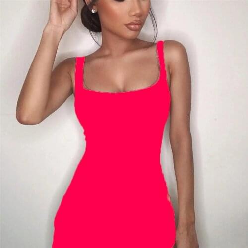 Sweet Rose red dress Mini Bodycon Women Summer new fashion Dress Backless Sexy Wrap Neon sleeveless Dress jurk dames Club Party