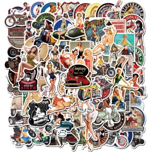 10/30/50/100Pcs British retro motorcycle girl For Snowboard Laptop Luggage Fridge Car- Styling Vinyl Decal Home Decor Sticker