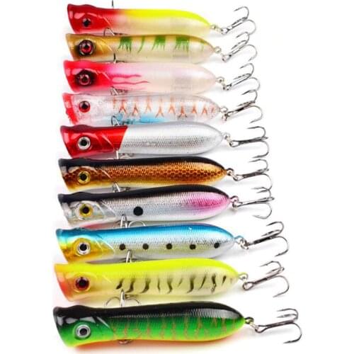 10 Pieces Floating Popper Fishing Lures 8cm 11g Topwater Poper Hard Bait Bass Pike Walleye Fish Lure