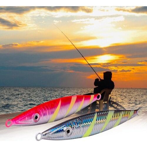 100G Durable Fishing Baits Luminous Metal Long Shot Slow Sinking Fall Artificial Lure Jig for Angling Fishing Tackle Lure