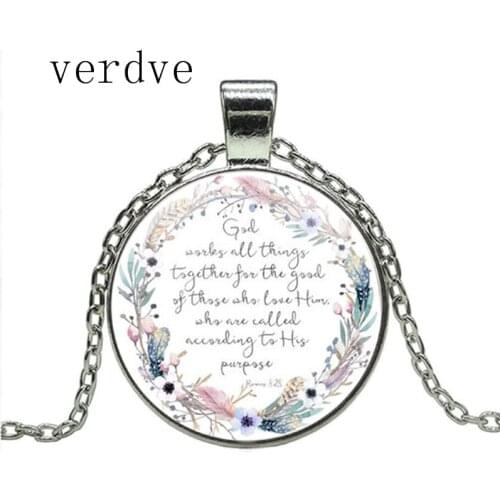 2018 God Works All Things Together for the Good of Those who Love Him Romans 8 28 Bible Verse Necklace Christian Jewelry Gift