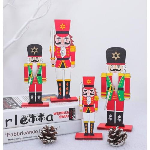 2020 Christmas Decorations diy Wooden Walnut Soldier Standing Decoration Wooden Doll Desktop Decoration Gift