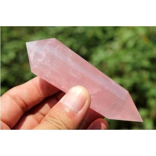 24 sided VOGEL Style Rose QUARTZ CRYSTAL DT Wand POINT Healing 108g
