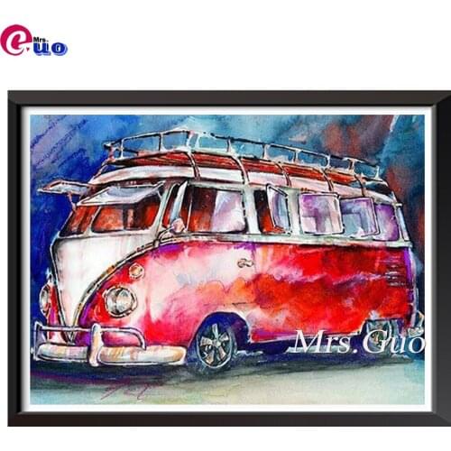 5D DIY Diamond Painting Ancient Bus Full Square Diamond Embroidery Car Diamond Mosaic Color Autos Home Decoration