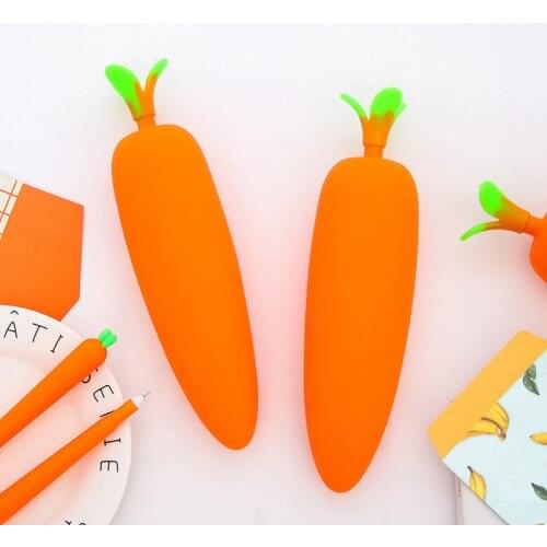 8pc/lot Carrot model pencil case / storage Cosmetic bag / silicone multifunctional creative pencil bag