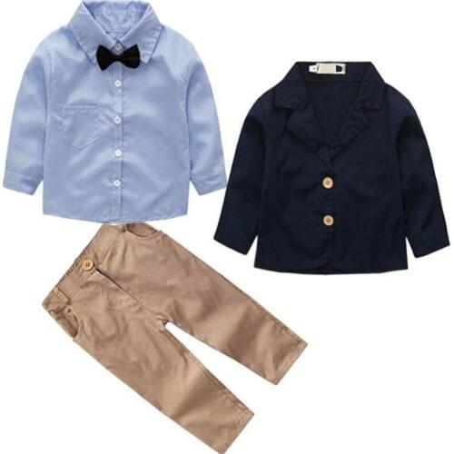 Kids Baby Sets Spring New Foreign Gas Plaid Suit Coat +short+pant Set Male Baby Gentleman Suit Tide 3pc Suits 2-3 8 Ages