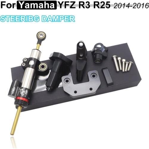 For Yamaha YZF R3 R25 MT25 YZFR3 2015 2016 2014 Motorcycle CNC Damper Steering StabilizerLinear Reversed Safety Control+Bracket