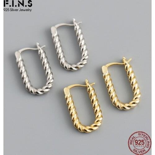 F.I.N.S 925 Sterling Silver U-Shape Twist Earrings for Women Minimalist Hemp Rope Geometric Hoop Earrings 2021 Fine Jewelry