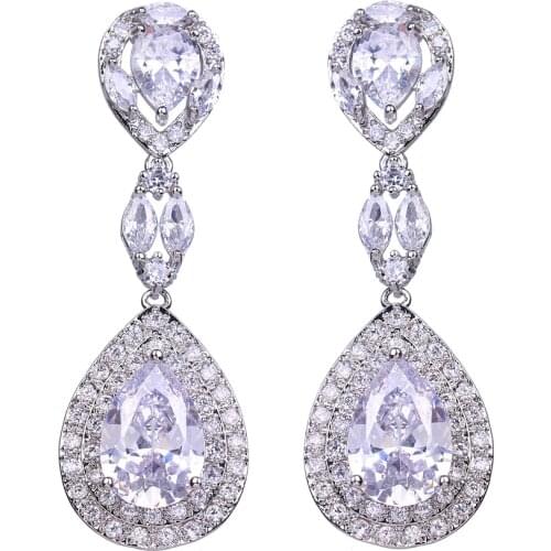 Bettyue Brand Florid AAA Cubic Zircon White Gold Color Geometric Jewelry Earrings For Woman Lover Fashion Wedding Party Gift