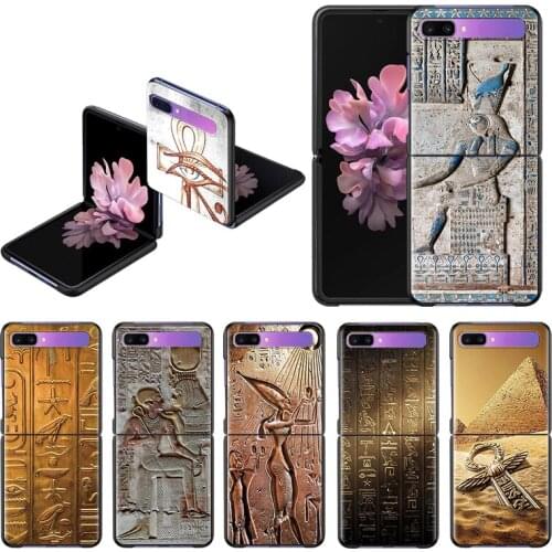 Mobile Phone Case For Samsung Galaxy Z Flip 6.7" Black Hard PC Cover Egypt Nefertiti Anubis Ankh ZFlip 5G Segmented Protect Capa