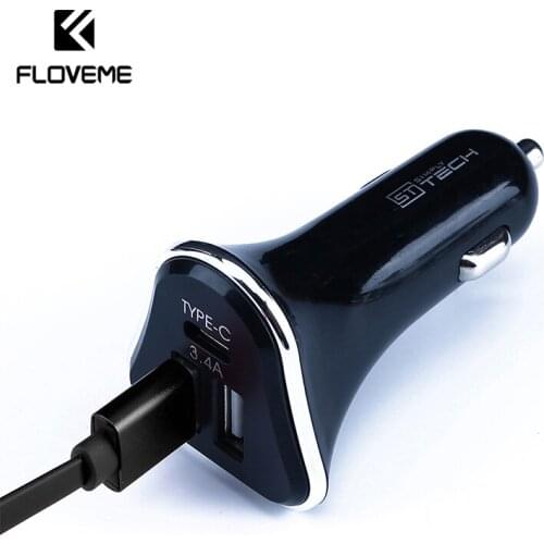 FLOVEME USB Car Charger 3 Ports 3.4A Type C Fast Charging Charger For iPhone 12 11 Pro Max xiaomi Mobile Phone Charger in Car