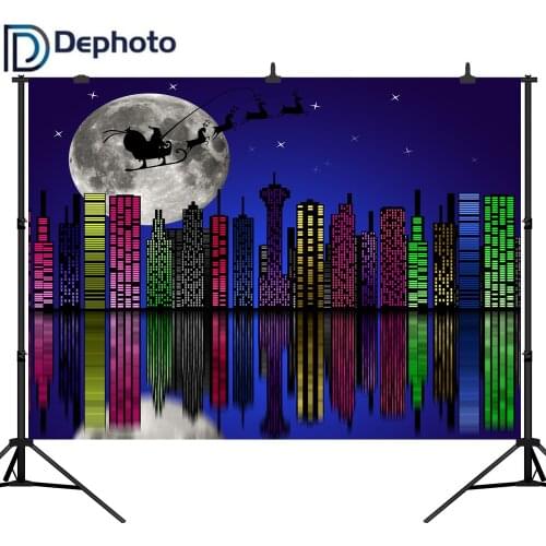 Dephoto Photography Backdrop city building Santa Claus cartoon Christmas Background photo studio customize photobooth photocall