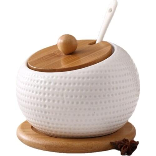 Ceramic Salt Jar Large Chili Pig Cooked Oil Spicy Seeds Seasoning Box Pepper and Salt Home Use Set Kitchen Condiment Jar