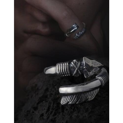 Arrow Rings Retro Silver Color Feather Arrow Rings Power Finger Ring for Men Women Punk Style Vintage Rings Wedding Jewelry