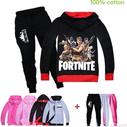 Fortnite Boys And Girls Costume Set Spring Fall Athletic Suit Cardigan + Pantsuit