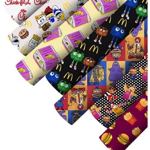 Smooth Texture Faux Leatherette Sheet Hamburger FoodPrint Synthetic Leather Fabric For Bow Crafts DIY Handmade Material,1Yc20842