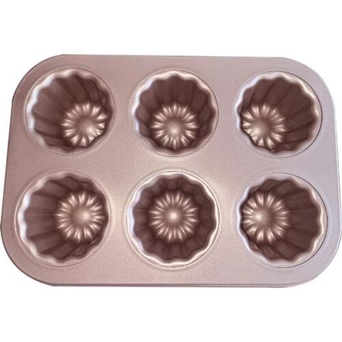 Metal Muffin 6 Holes Carbon Steel Round Mold DIY Cupcake Cookies Fondant Baking Pan Non-Stick Pudding Cake Mold Baking Tool