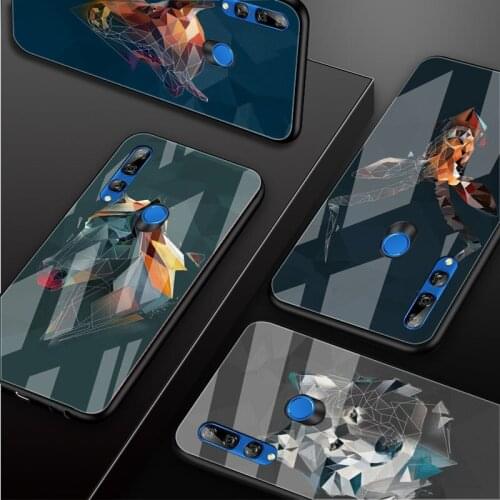 Minimalist animal Tempered Glass Phone Case For Huawei honor 8X 9 10i 20i 20Lite 20Pro 30 Pro Cover Shell