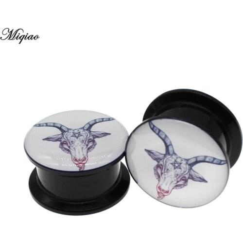 Miqiao 2pcs Fashion Acrylic Bull Head Ear Expander Spiral Ear Plug 6mm-25mm Body Piercing Jewelry