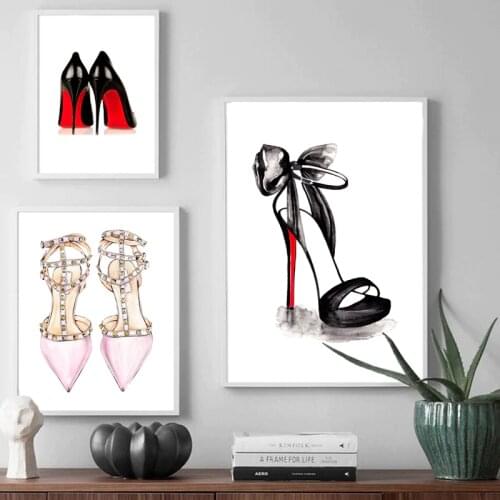 Fashion High Heel Shoes Girl Wall Art Canvas Painting Nordic Posters and Prints Luxury Wall Pictures Living Room Bedroom Decor