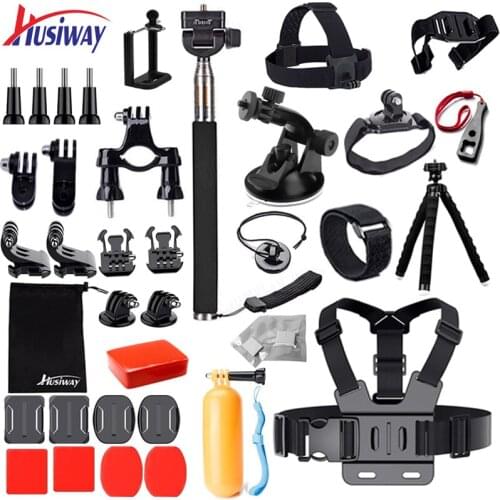 Husiway Accessories set for Gopro Hero 6 Black, Hero 5 4 Session, Kit for Xiaomi yi 4K, Campark, Akaso, Eken, Gitup Camera 25A