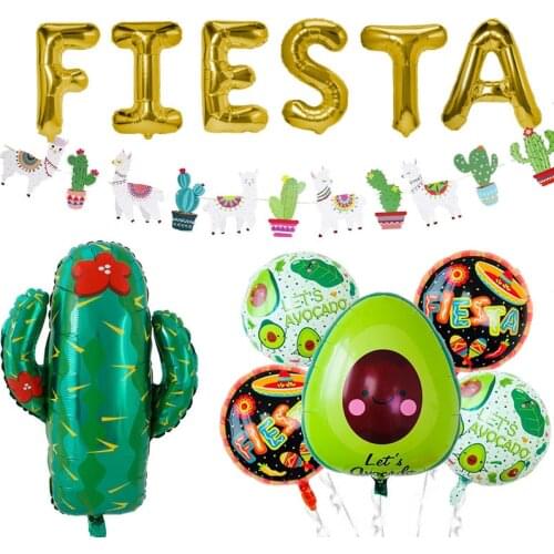 Mexican Fiesta Party Alpaca Cactus Foil Balloon Alpaca Banner Bachelorette Pinata Balloon Party Decor Summer Birthday Supply