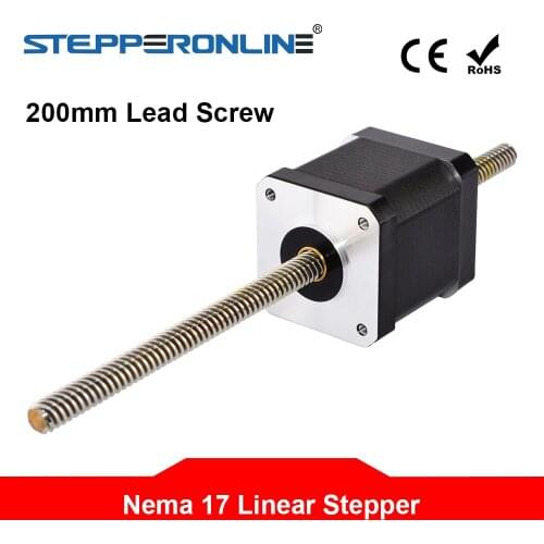 Nema 17 Non-captive Linear Stepper Motor 48mm Stack 1.68A Lead 8mm/0.31496" Lead Screw Length 200mm