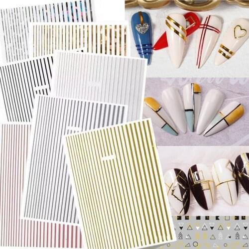New 1Pcs Summer Beach Nail Art Stickers Lines Geometric Design Adhesive Nail Art Decorations Leaves Shell DIY Nail Stickers